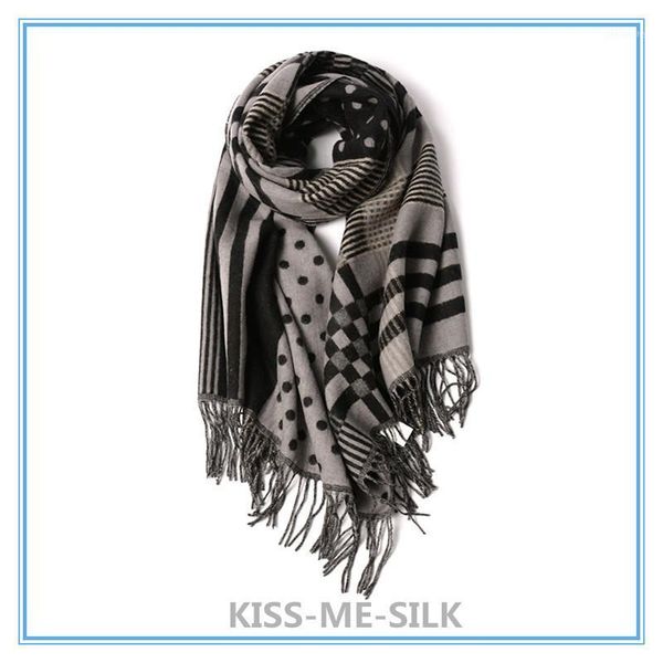 

kms wool thick warm jacquard printing scarf shawl autumn and winter for girl lady women 65*200cm/334g1, Blue;gray