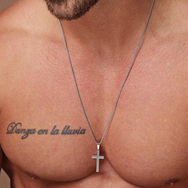 

pendant necklaces 2021 fashion classic cross men necklace stainless steel chain for jewelry gift, Silver