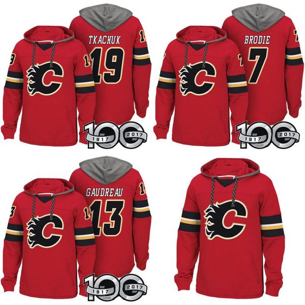 

calgary flames hockey hoodie t. j. brodie johnny gaudreau matthew tkachuk dougie hami lton sam bennett mark jankowski jersey, Black;red