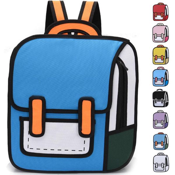 

backpack high capacity 3d printing canvas backpacks 2d drawing cartoon shoulder bookbag cute student school bag messenger girl's