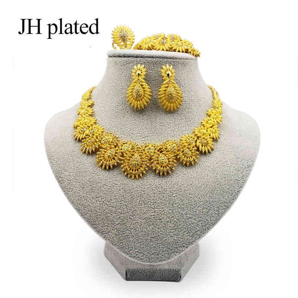 

jewelry sets jhplated exquisite luxury dubai of gold color india nigeria african big accessories wholesale, Black