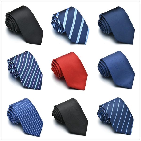 Kravat Erkekler Için Ince Katı Renk Kravat Polyester Dar Cravat Kraliyet Mavi Siyah Kırmızı Şerit Parti Örgün S Moda