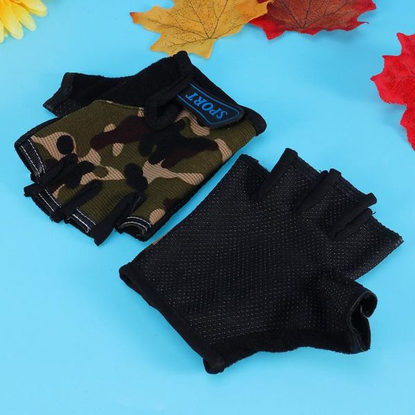 

cycling gloves 1 pair kids sports half finger mountain climbing for children (camouflage), Black