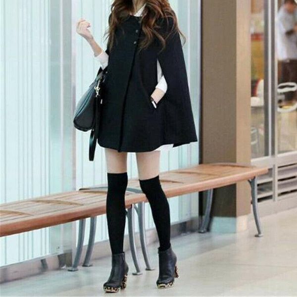 

women's jackets cotton coat cloak women loose poncho winter warm cape parka outwear batwing casual, Black;brown