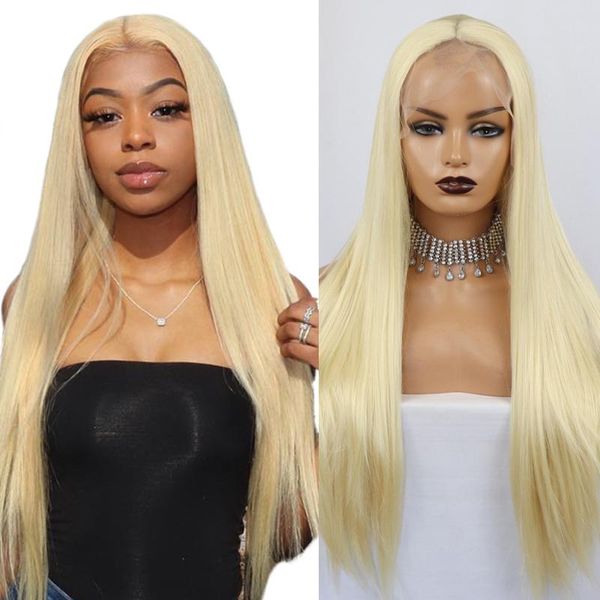 

synthetic wigs 613 color t lace front heat resistant fiber silky long straight cosplay hd frontal for black women