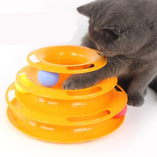 

funny cat pet toy plastic three levels tower tracks disc amusement shelf play station cats triple ball toys