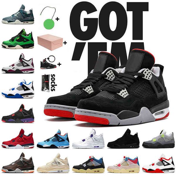 

bred 4 with box jumpman 4s women mens basketball shoes fire red travis sail starfish trainers sneakers big size us 13