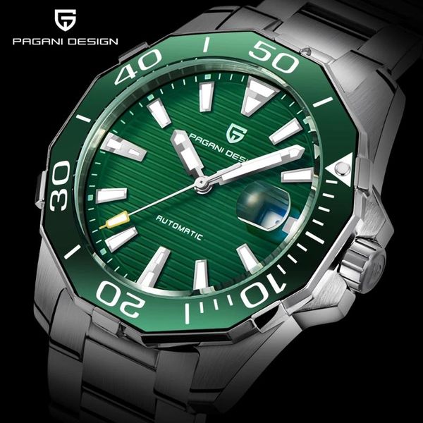 

wristwatches pagani design pd 1617 automatic watch men sapphire crystal luxury mechanical mens business watches 100m waterproof dive, Slivery;brown
