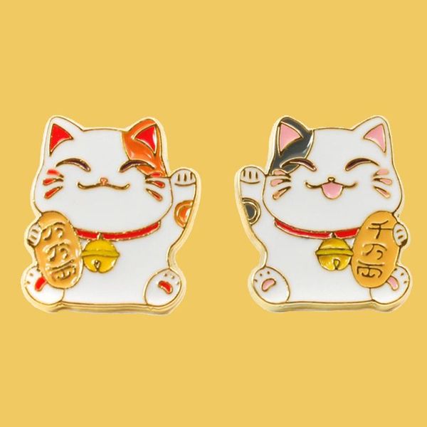 

pins, brooches o341 wholesale 10pcs/lot lucky cat cute metal enamel pins and for women men lapel pin backpack bags hat badge gifts, Gray