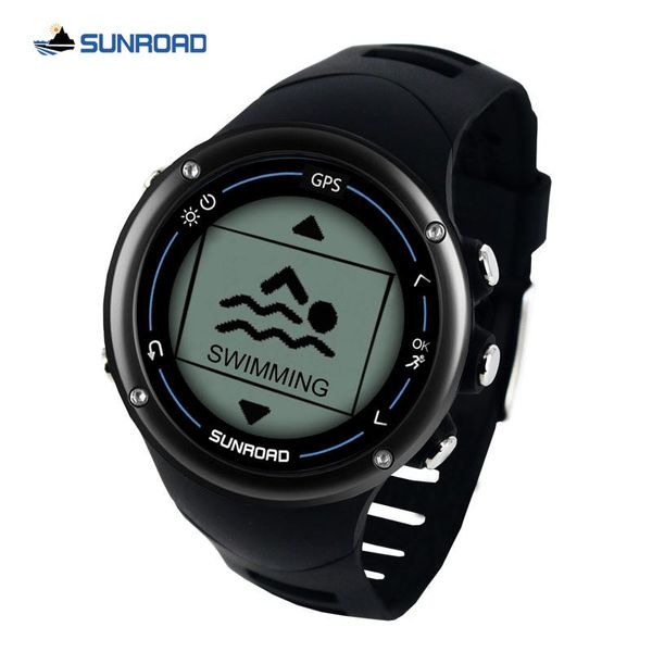 

sunroad gps smart men digital watch running sport swim heart rate marathon triathlon training compass waterproof wristwatches, Slivery;brown