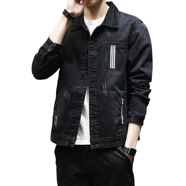 

men's jackets man autumn denim jacket cotton coats 5xl black turn-down collar jeans, Black;brown