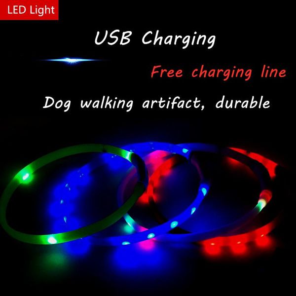 

dog collars & leashes usb charging luminou pet collar easy wear adjustable reflective small cat safety necklace supplies