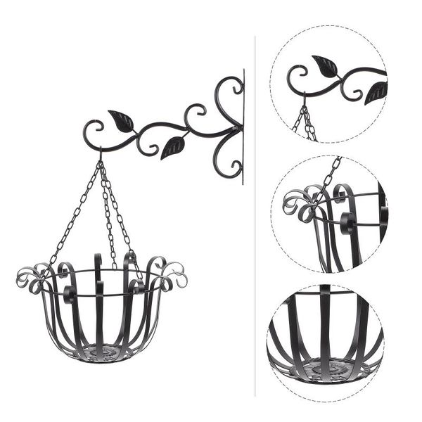 

planters & pots 1 set wall hanging garden planter iron flower basket with holder