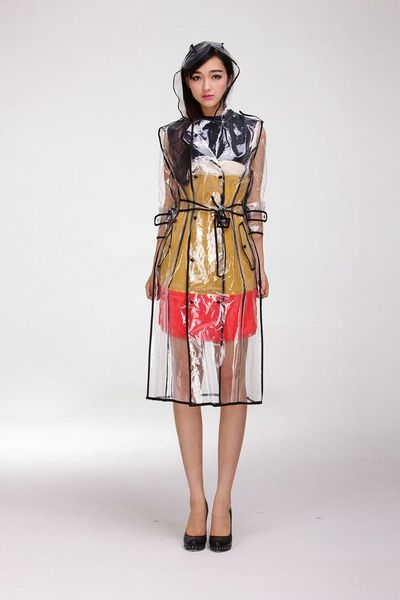 

raincoats waterproof transparent plastic clear long ladies women men fashion rain coat jackets hooded with belt
