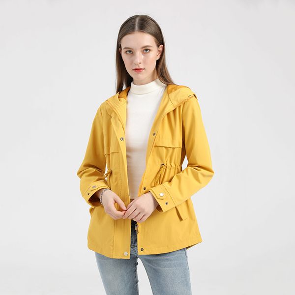 

hoodie solid color split fork mid-length hooded coat straight type outdoor rain protection zipper buttons jackets winter to keep warm mounta, Tan;black