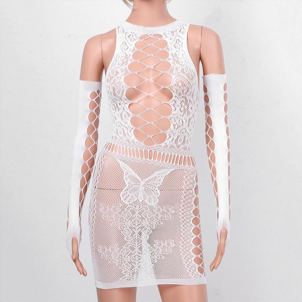 

hollow out butterfly womens dresses bodycon mini clubwear see through fishnet sleeveless with oversleeve, Black;gray
