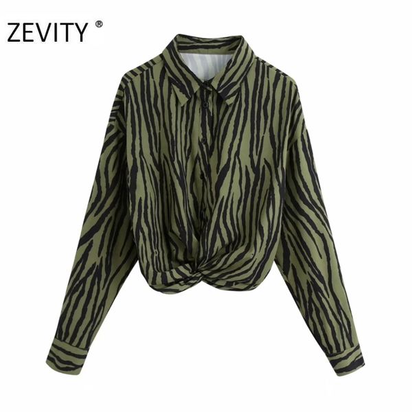 

women vintage animal texture print hem knotted smock blouse ladies long sleeve casual shirts femininas blusas ls7217 210420, White
