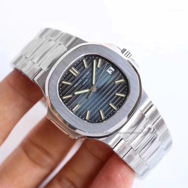 

wristwatches watch men's 41mm automatic mechanical stainless steel gradient blue dial storage luminous big brand, Slivery;brown