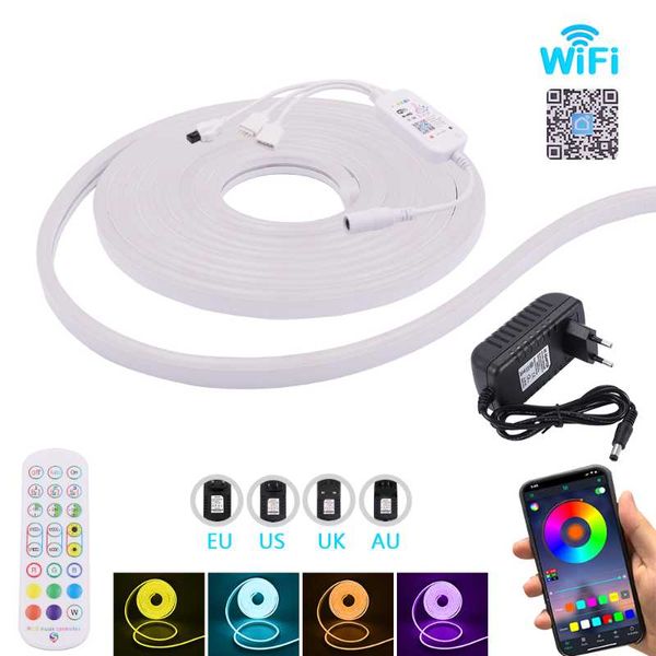 

strips rgb led strip flex neon rope light 12v 3535 ip67 waterproof tube 96leds/m tuya wifi ribbon outdoor flexible tape