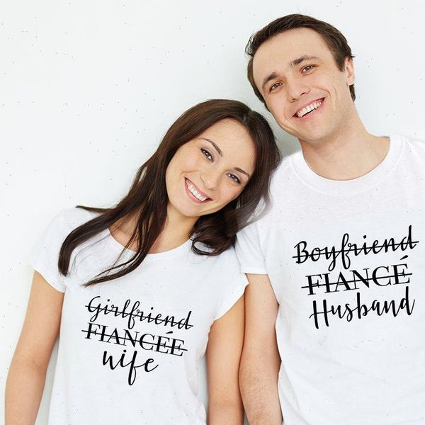 

girlfriend fiancÃ©e wife and boyfriend women t shirt fiance husband couples funny just married casual honeymoon tees, White