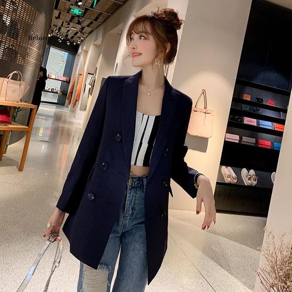 

black women blazer formal blazers lady office work suit pockets jackets coat slim femme women's suits &, White;black