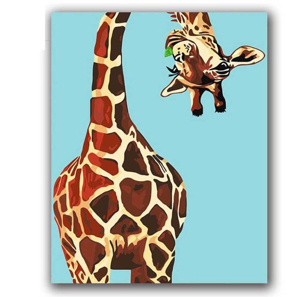 

paintings coloring by numbers giraffe eating grass animals pictures paints with colors for kids 3 pieces hoom decor