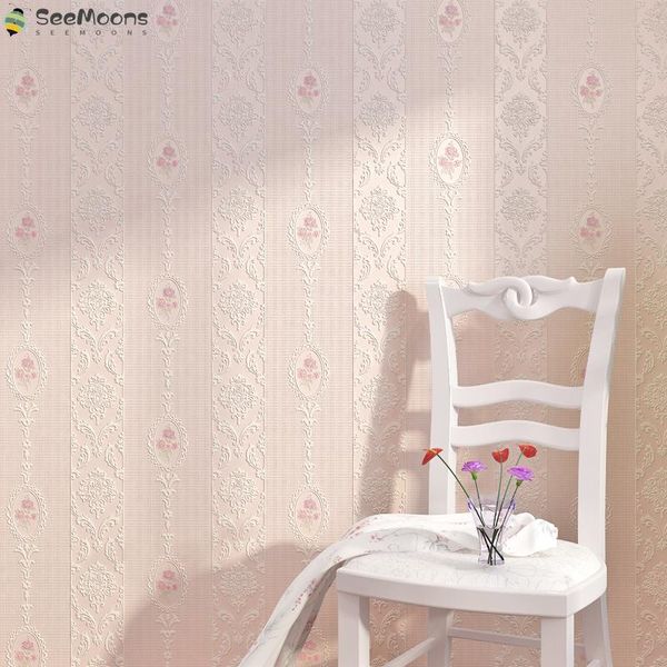 

wallpapers warm pink vertical stripes wallpaper living room bedroom 3d european pastoral flower non-woven wall papers tv back