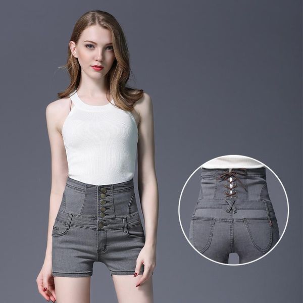 

women's shorts 2021 summer stretch denim women high waist slim strappy large size fat female, White;black
