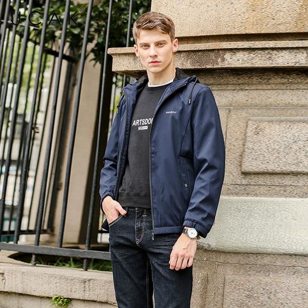 

men's jackets ucak brand autumn winter streetwear hooded clothing classic solid color jacket pocket coat men clothes u8197, Black;brown