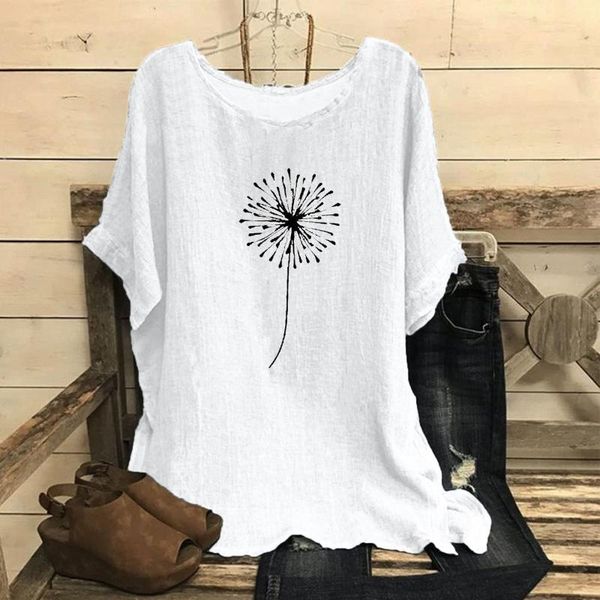 

women's blouses & shirts women blouse fashion summer loose print o-neck t-shirt short sleeve casual female pullover elegant solid shir, White