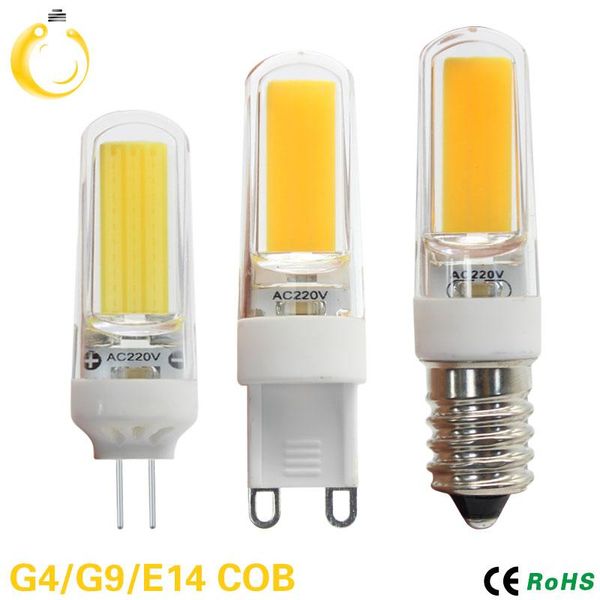 

bulbs 5pcs/lot led bulb 6w 9w g4 g9 e14 light ac 220v dc 12v lamp smd cob spotlight chandelier lighting replace halogen lamps