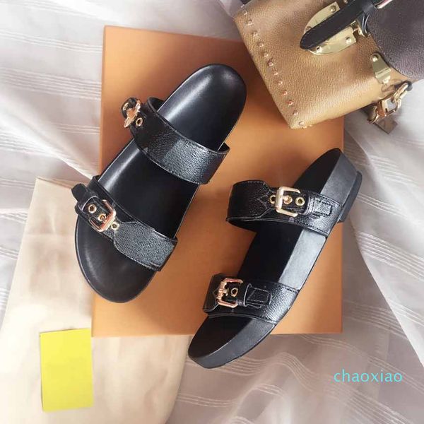 

2021 male designer slide female sandals slippers female sandals flower male flat striped beach leisure outdoor platform loafers, Black