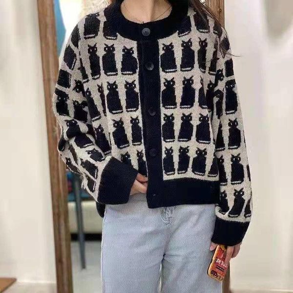 

women's sweaters cmaz sweater coat for women loose outer wear 2021 autumn and winter, White;black