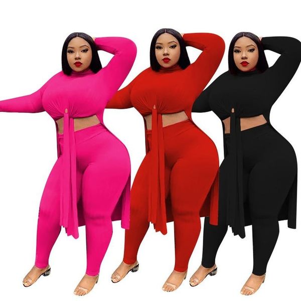 

women's pants & capris pure color bandage long streamer two-piece set cut out belly casual outfit autumn clothes women trendy 2021 fema, Black;white