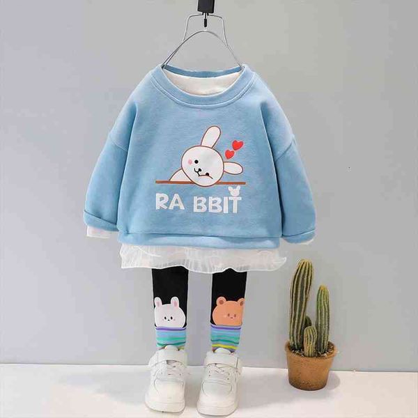 

cartoon baby girl clothing sets style rabbit kid toddler outdoor wear duck outwear shirt pants 1 2 3 4 years, White