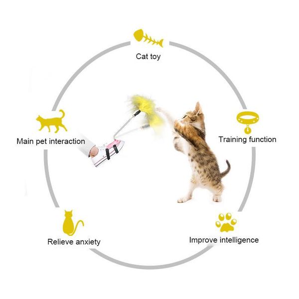 

interactive cat toy funny hands little feet teaser wand with feather toys for cats kitten pet products