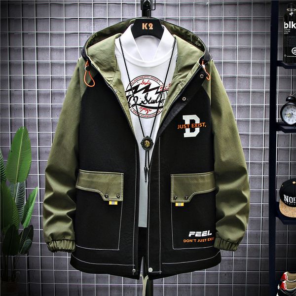 

men's jackets print hooded fashion korea version loose spring autumn casual ot8f, Black;brown