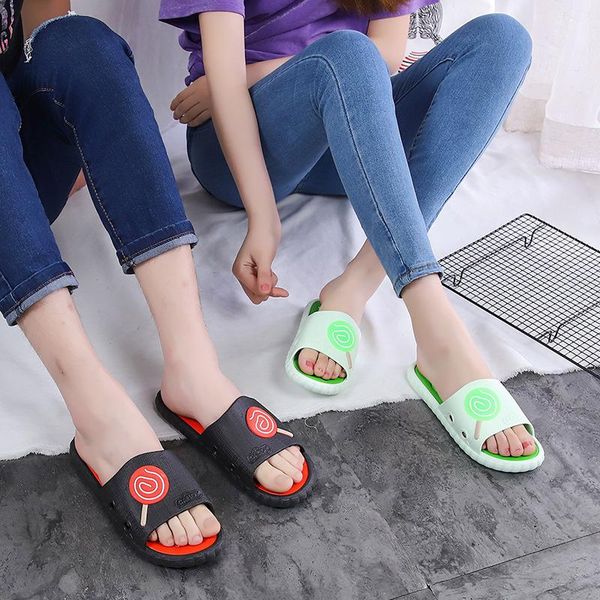 

slippers lollipop couple household indoor for men and women cool multicolor bathroom one-piece shoe, Black