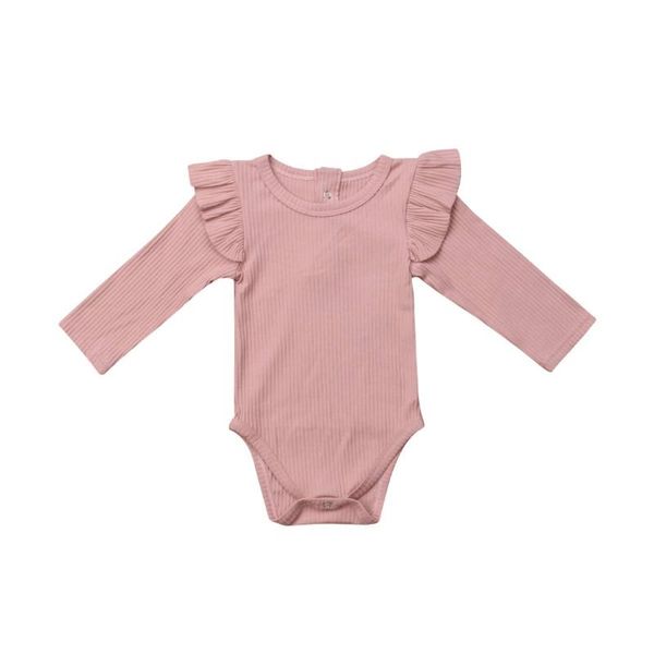 

rompers 0-24 month summer infant born baby boy girl long sleeve romper cotton ruffled solid color bodysuit clothes outfit, Blue