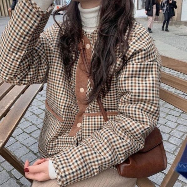 

women's jackets lamtrip plaid thick coat jacket women, Black;brown