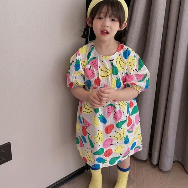 

girl dress summer princess cotton cartoon lovely sundress kid clothing for party wedding holiday beach girl's dresses, Red;yellow