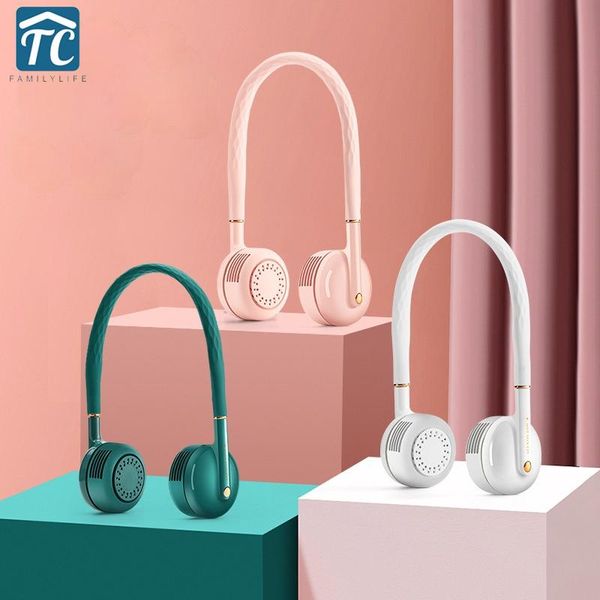 

hands-neck band fan summer adjustable hanging bladeless wear mini portable usb mute small sports lazy party favor