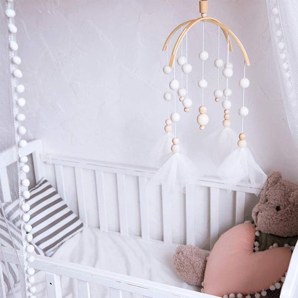 

decorative objects & figurines baby mobile felt ball bed bell crib jewelry creative pendant toy wooden wind chime chileren kids bedroom nurs