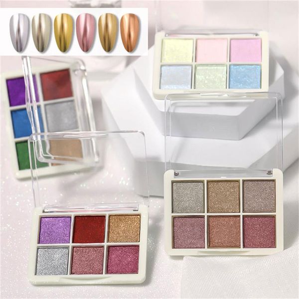 

nail glitter 6 colors holographics laser aurora solid mirror powder nails uv gel polish pigment art decorations accessories, Silver;gold