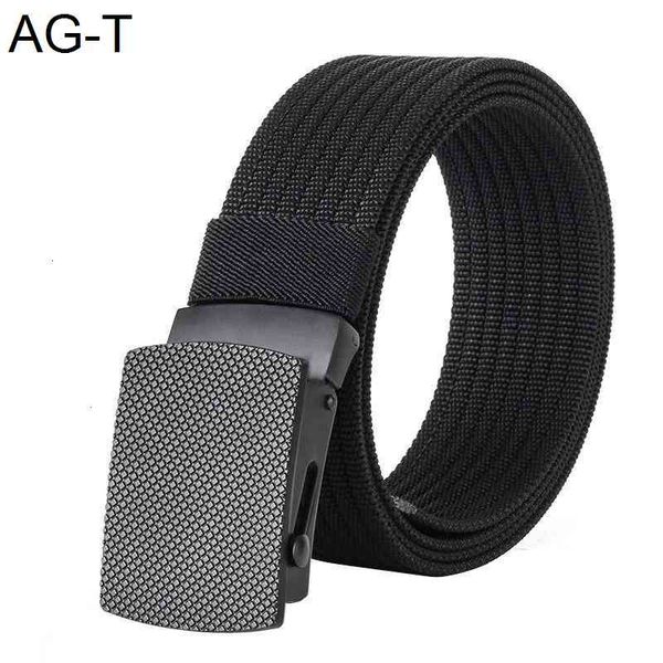 

new men belt weaving nylon alloy smooth buckle man and women belt trend men outdoor casual cowboy, Black;brown