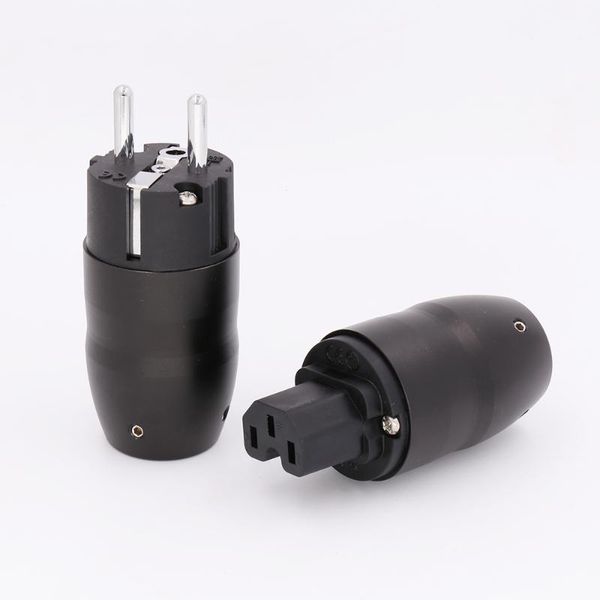 

smart power plugs black aluminium rhodium plated schuko plug connector hifi iec female
