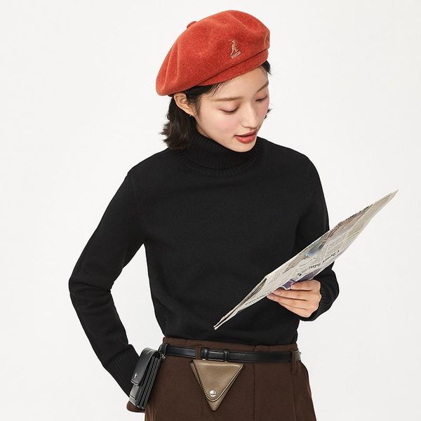 

ladies sweater autumn and winter half high neck bottoming loose women knitted campus pullover women's sweaters, White;black