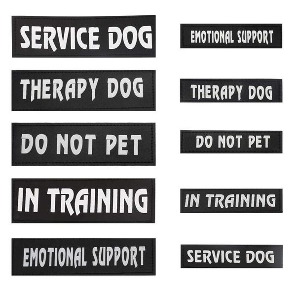 

dog apparel pet patches for vest harnesses reflective removed stickers 2pc id tags with hook backing do not in training
