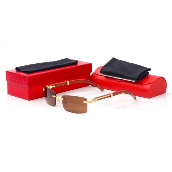 

Designer Oversized Sunglasses Mens Brand Optical Frameless Women Metal Panther Sunglass Carti Buffalo Horn Glasses Wooden Anti-blue Light Eyeglasses Lunettes