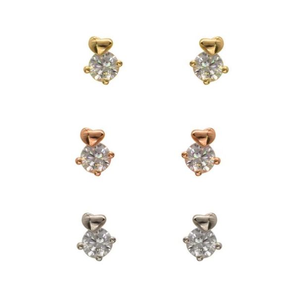 

fashion small and exquisite temperament heart-shaped zircon earrings simple personalized design women stud, Golden;silver